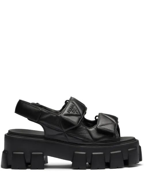 Sandales en cuir verni à logo triangle - Prada - Modalova