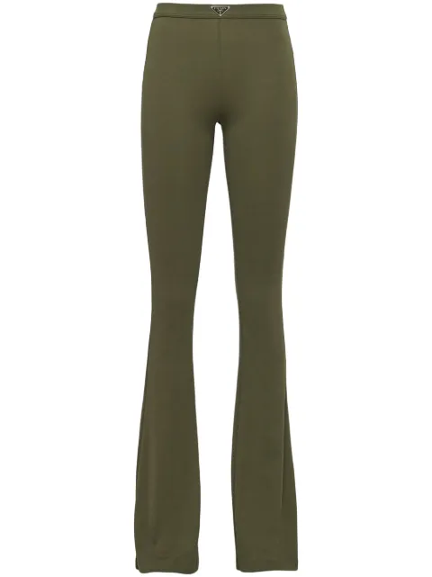 Prada triangle-logo cotton flared trousers