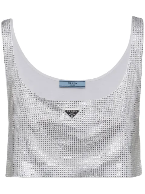 Prada top corto con detalles de strass