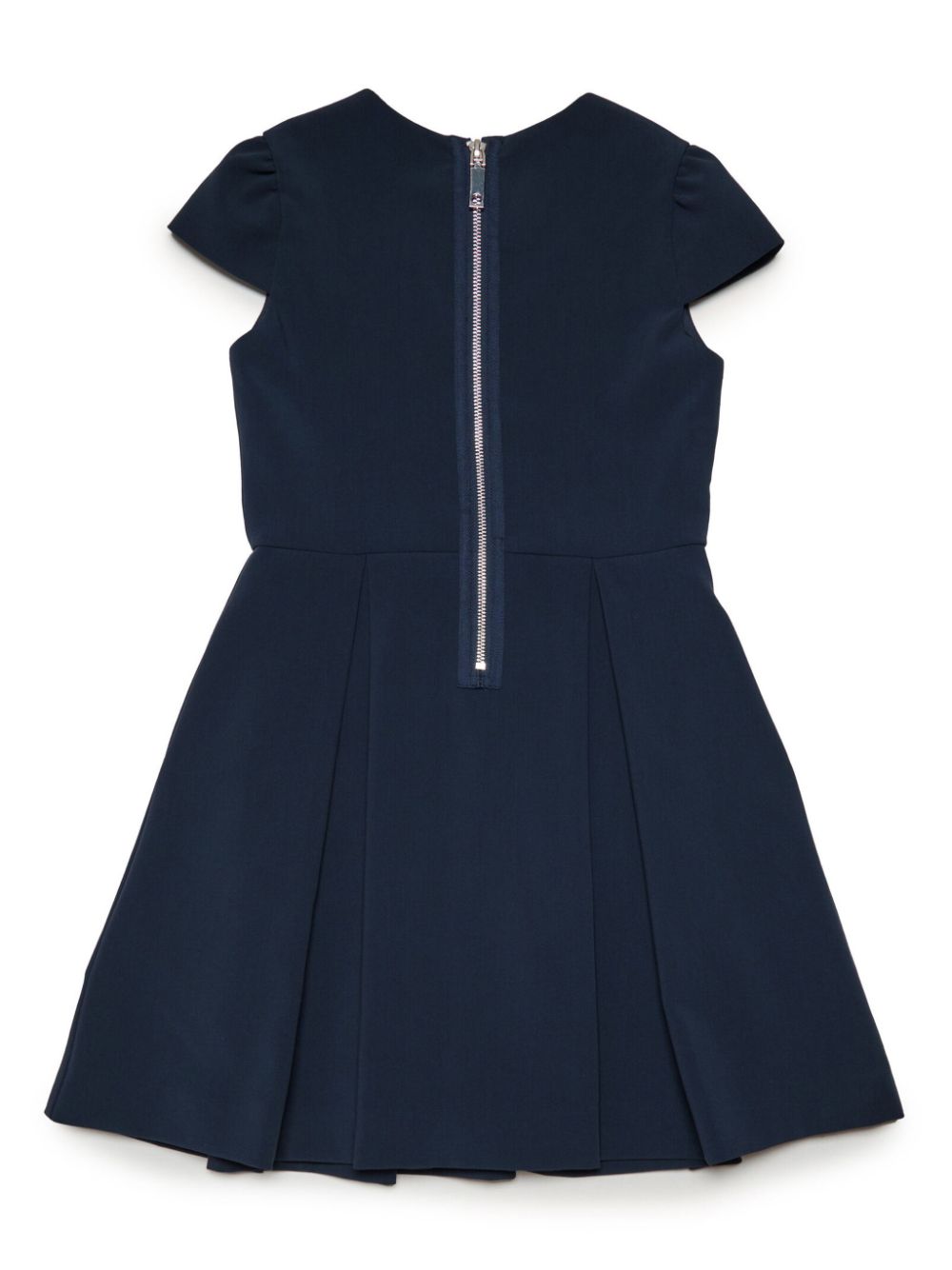 Shop Max & Co Pleated Round-neck Dress In Blue