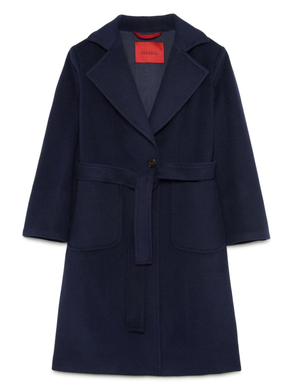 Max & Co Kids' Belted Single-breasted Coat In Navy