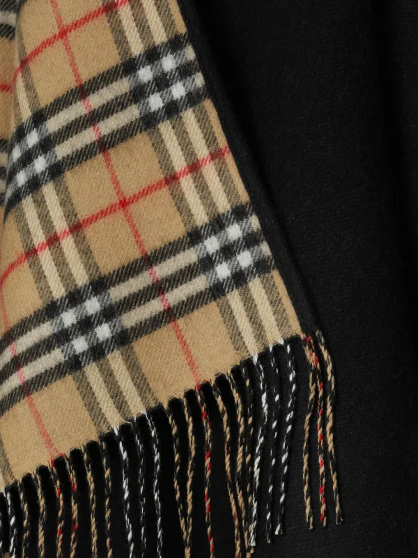 Burberry Pelerine De Lã Xadrez Dupla Face | Preto | FARFETCH BR