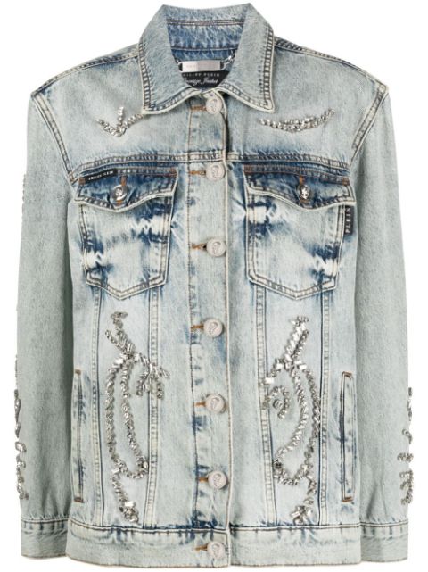 Philipp Plein crystal-embellished denim jacket