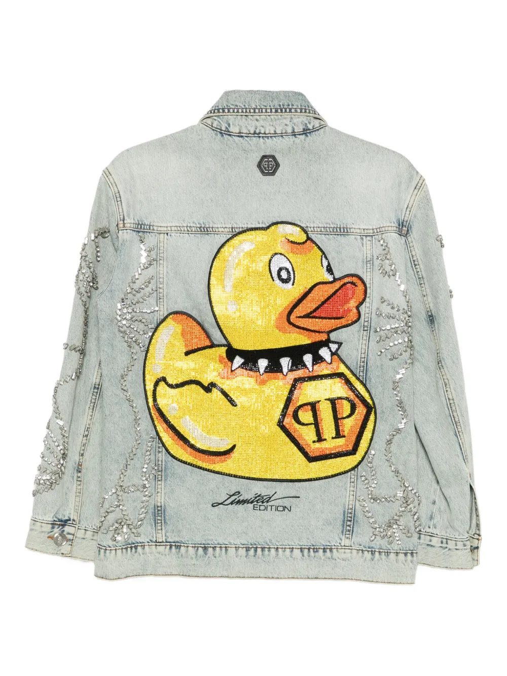  Philipp Plein Crystal-embellished Denim Jacket - Blue 