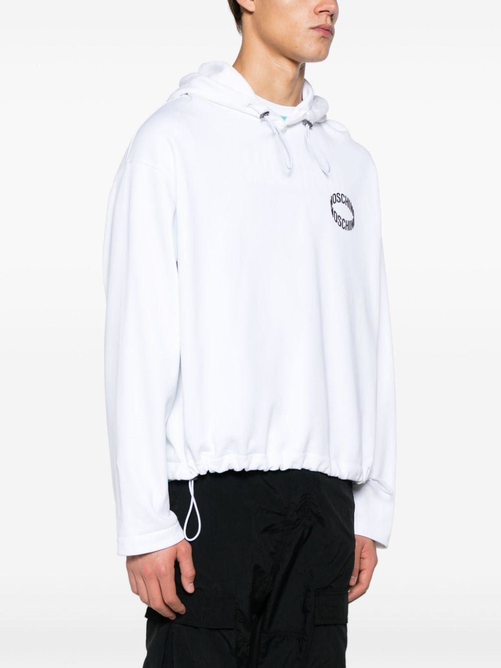 Shop Moschino Logo-appliqué Organic Cotton Sweatshirt In White