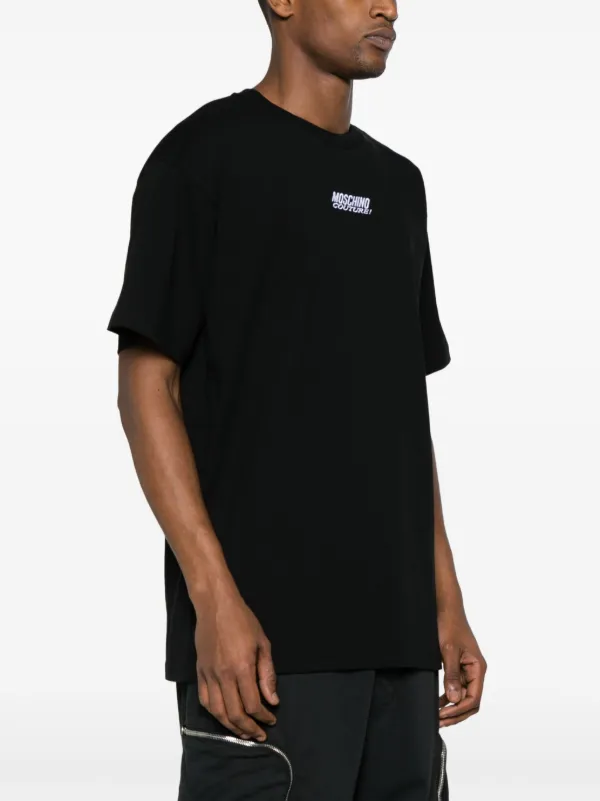 Moschino logo-embroidered Cotton T-shirt | Black | FARFETCH GE