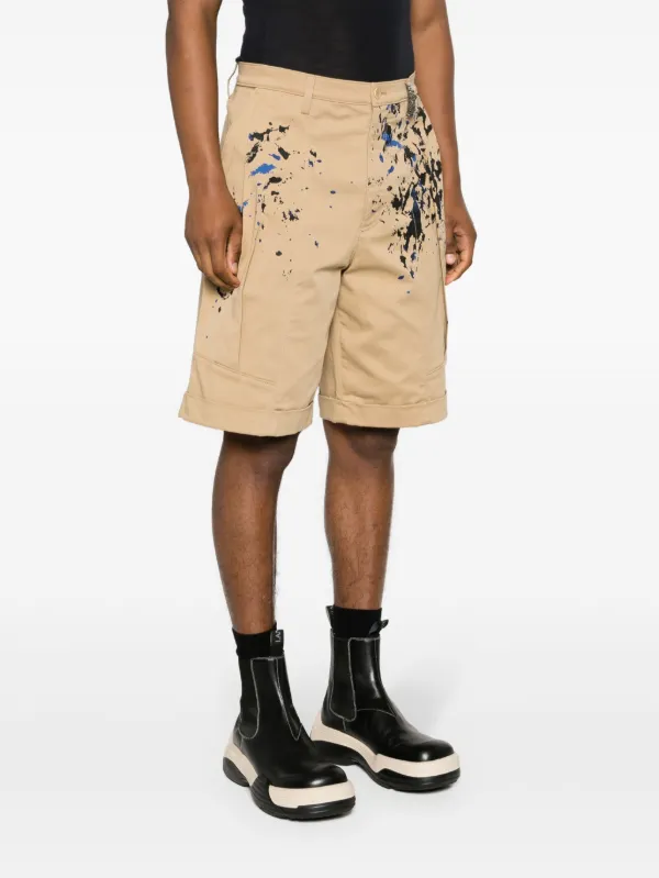 ハーフ・ショートパンツ MOSCHINO Men Shorts A0321 2021 1148 Beige Moschino painterly-print Cotton Shorts | Brown | FARFETCH