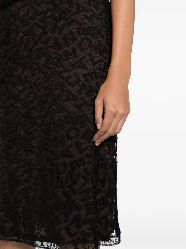 CHANEL Pre-Owned 1998 logo-lace Dress And Jacket Set Black