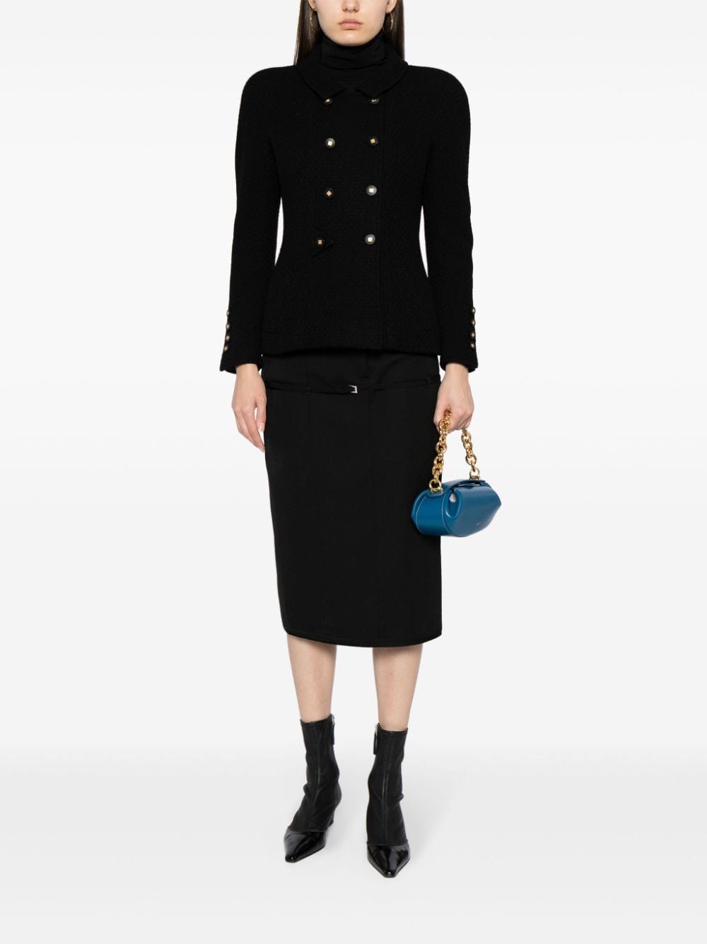 Pre-owned Chanel 双排扣羊毛夹克（1996年典藏款） In Black
