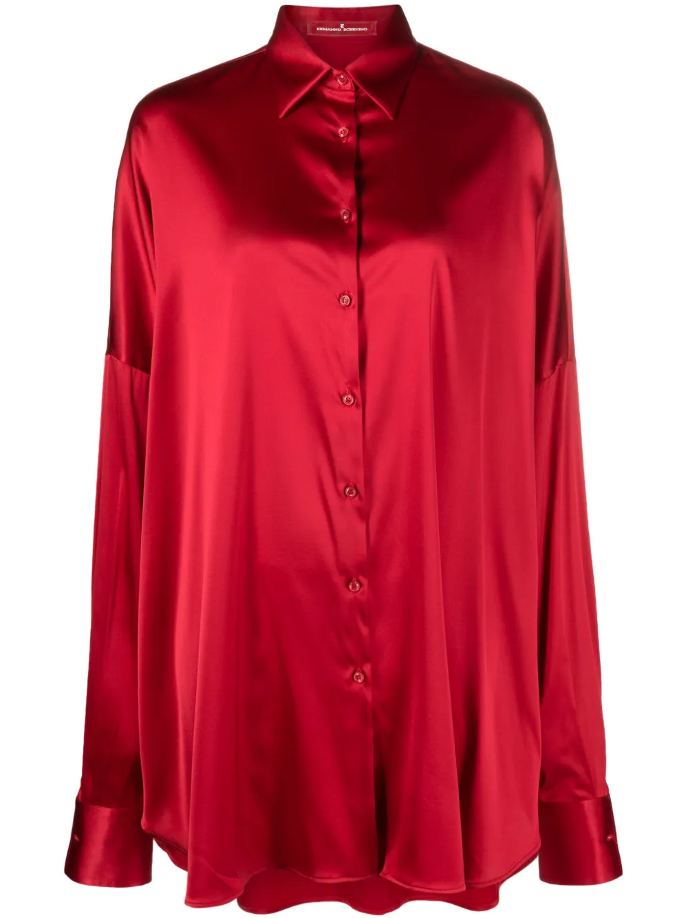 Ermanno Scervino Oversized Satin Shirt In Red