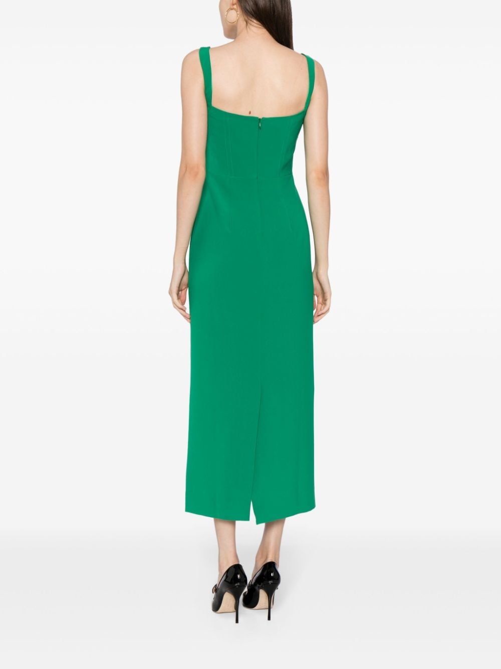 Shop Saloni Rachel-c Square-neck Midi Dress In Green