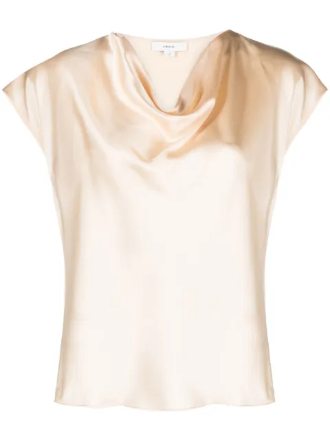 Vince blusa de seda con cuello desbocado