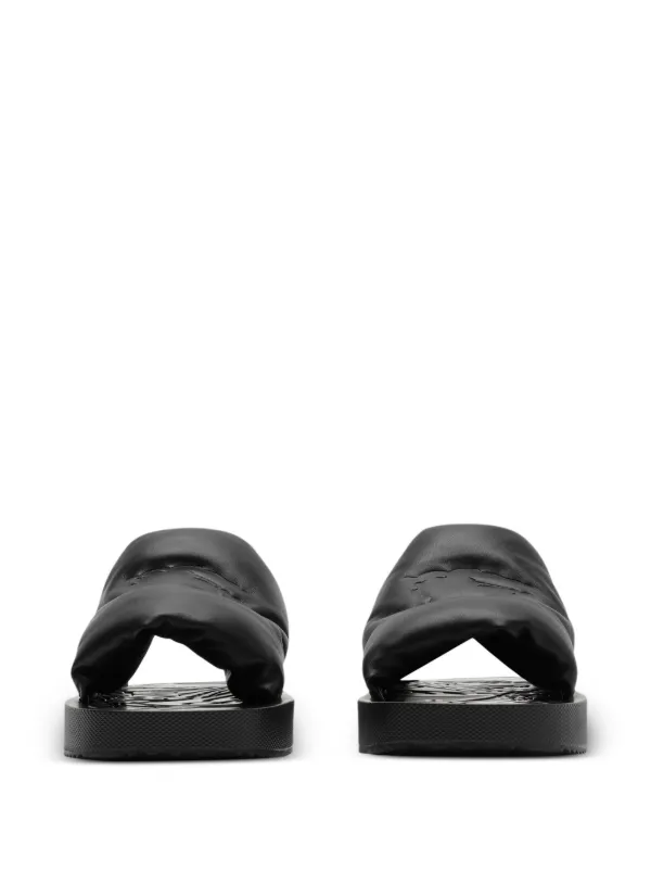 Burberry EKD Slab Leather Slides | Black | FARFETCH