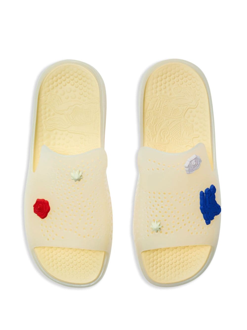 Shop Burberry Stingray Logo-embellished Slides In Neutrals