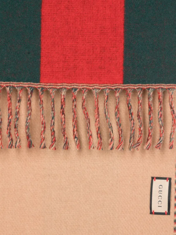 Gucci logo-jacquard Web-stripe Scarf Green FARFETCH NO