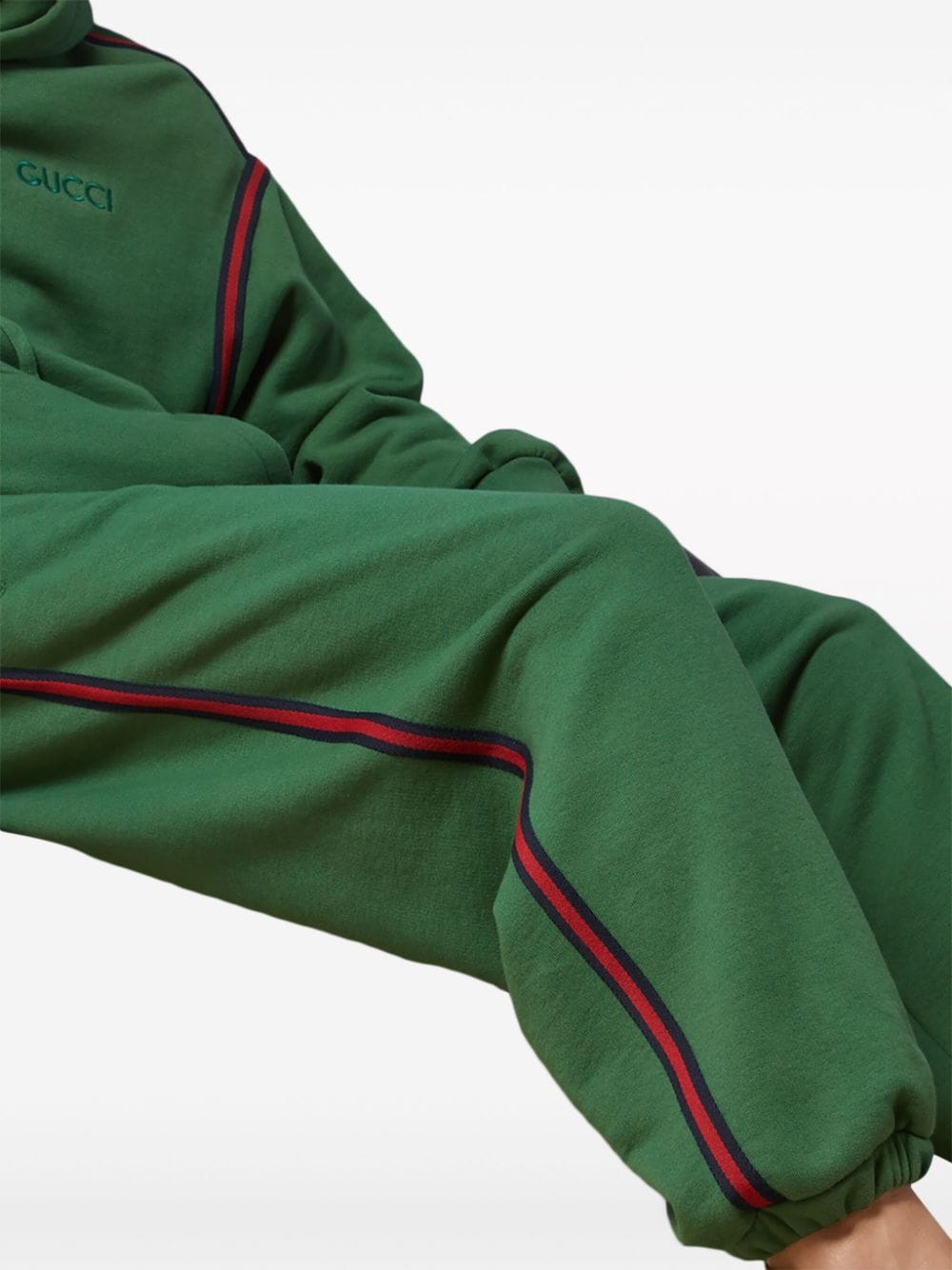 Shop Gucci Logo-embroidered Cotton Track Pants In Green