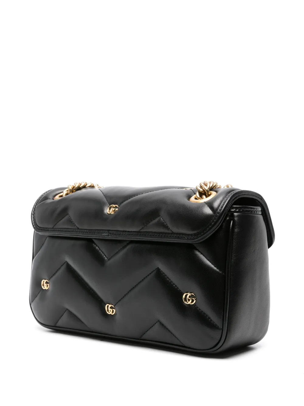Gucci Small Gg Marmont Leather Shoulder Bag In Black