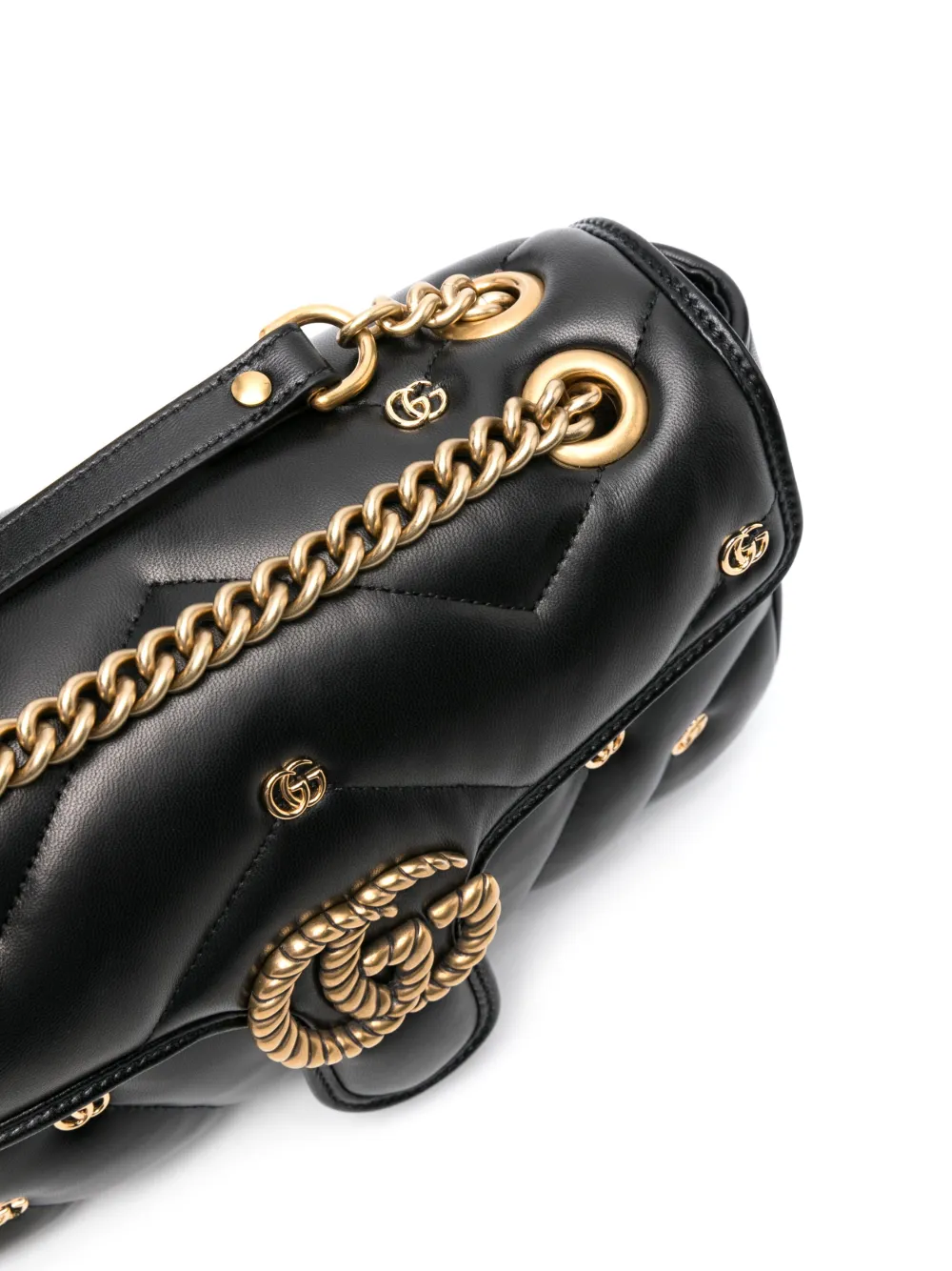 Gucci Small Gg Marmont Leather Shoulder Bag In Black