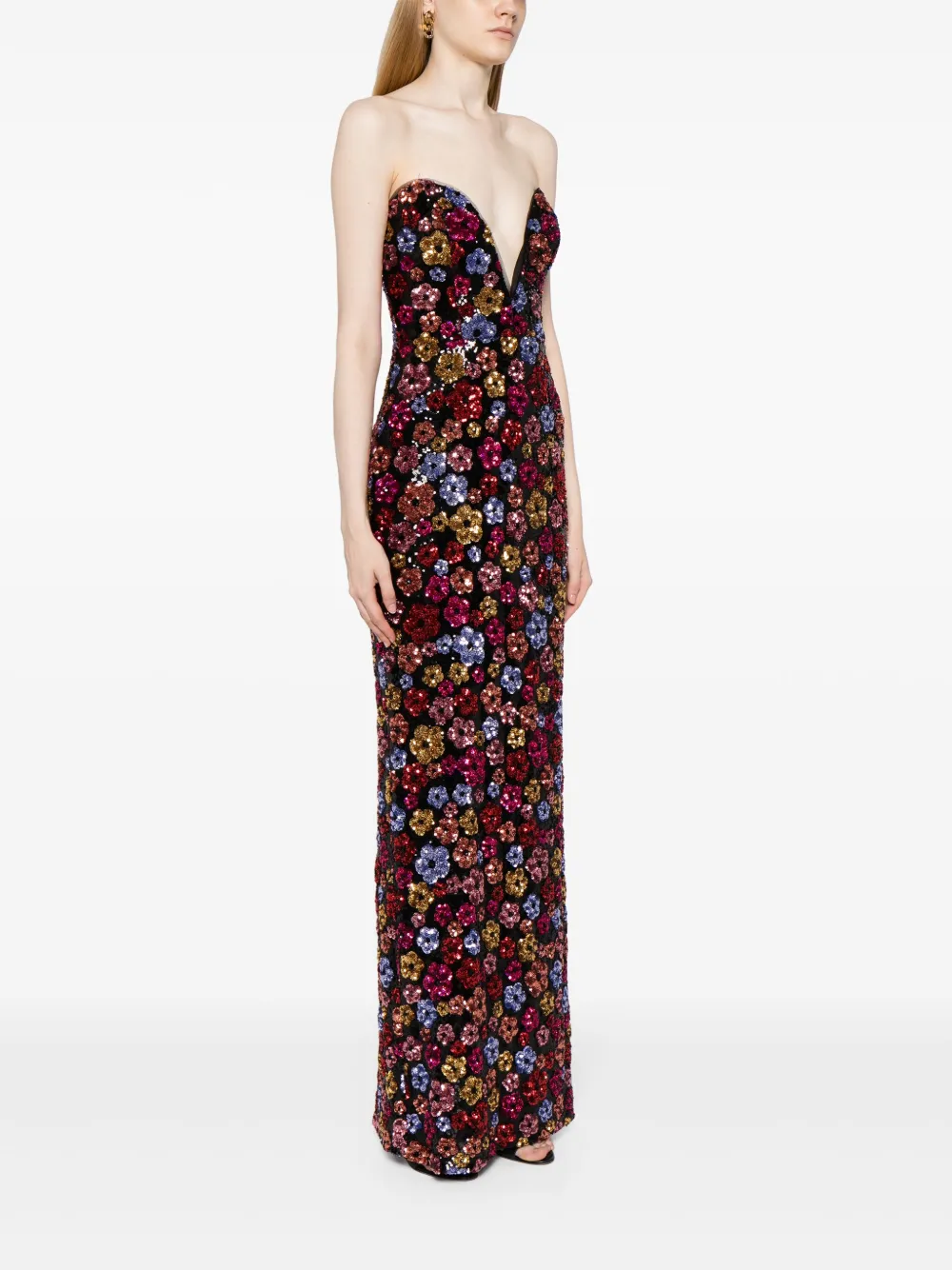 Marchesa Notte Sequined sweetheart-neck Maxi Dress - Farfetch 