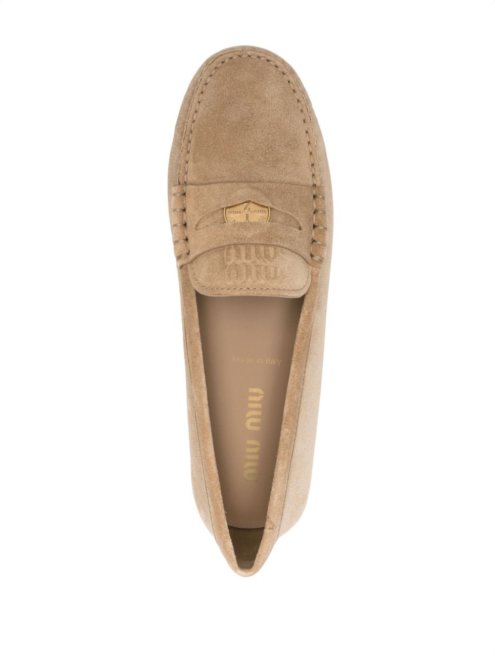 Cheap Miu Miu embossed-logo suede loafers Women