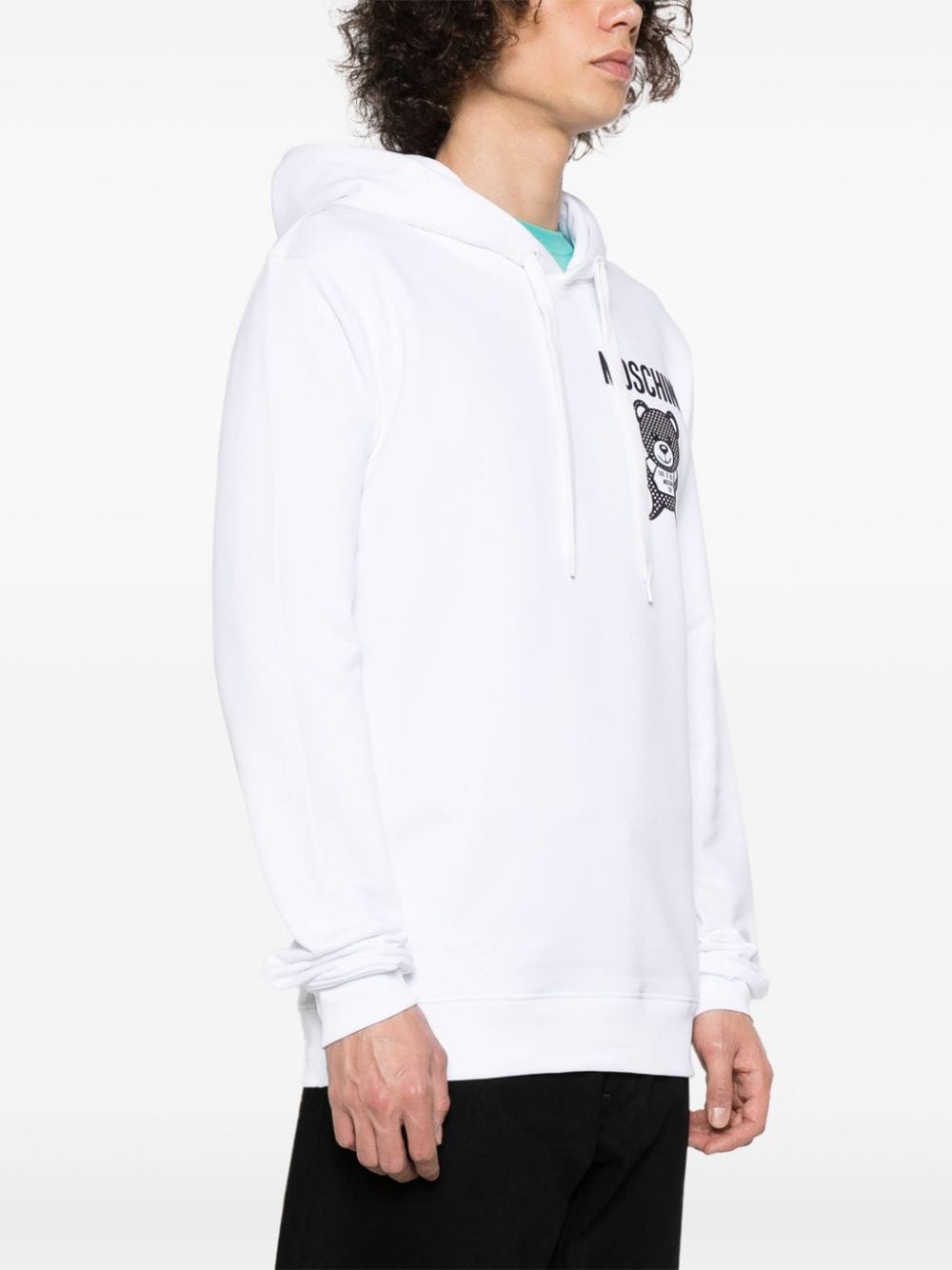 Shop Moschino Logo-print Cotton Hoodie In White