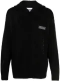 Moschino logo-patch open-knit hoodie - Black