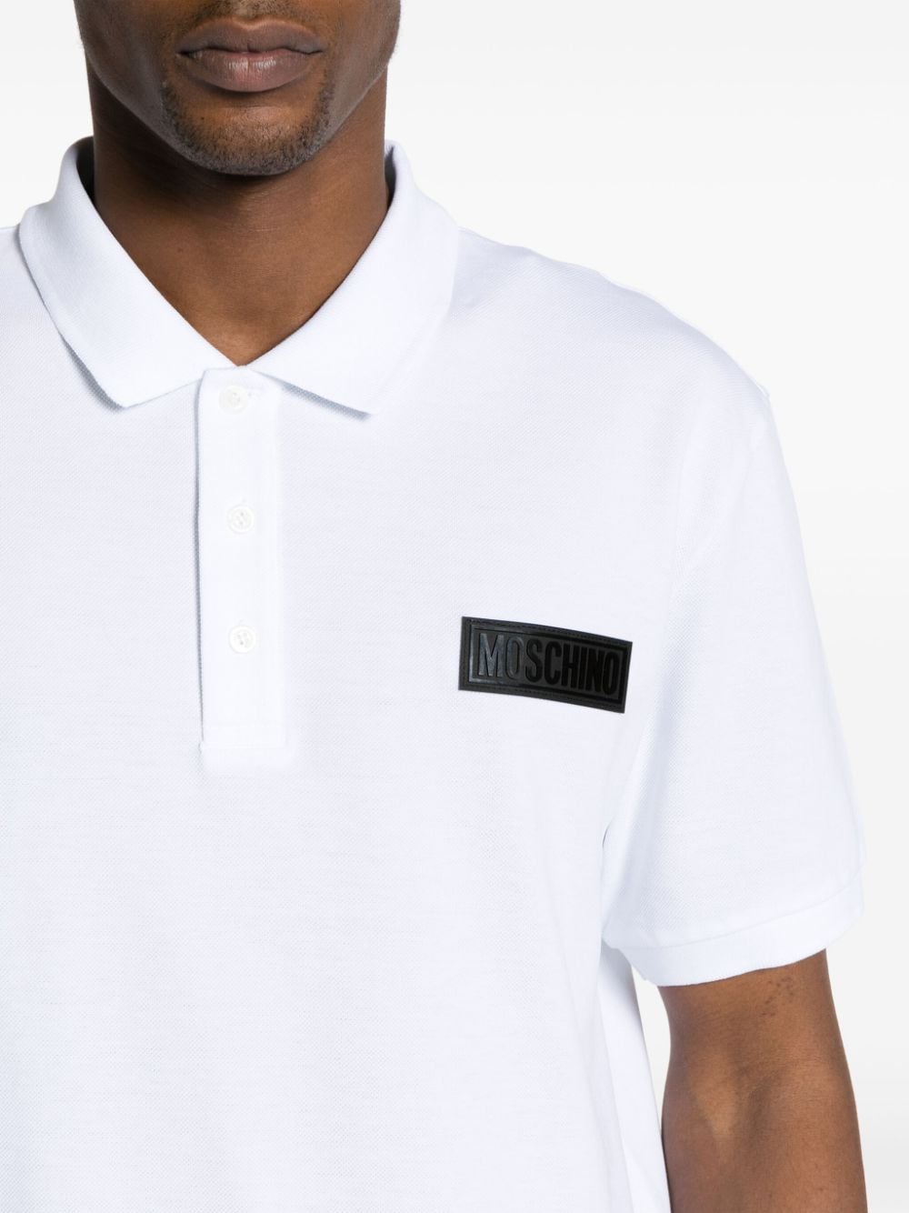 Moschino Katoenen poloshirt met logopatch Wit