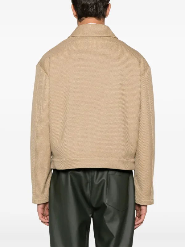 Moschino logo-embroidered Herringbone Shirt Jacket Neutrals