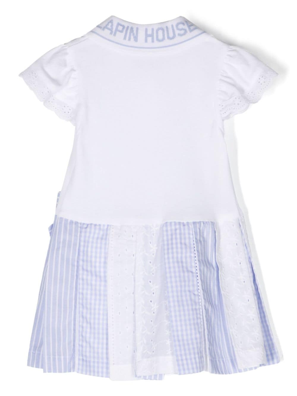 Shop Lapin House Polo-collar Piqué-weave Dress In White