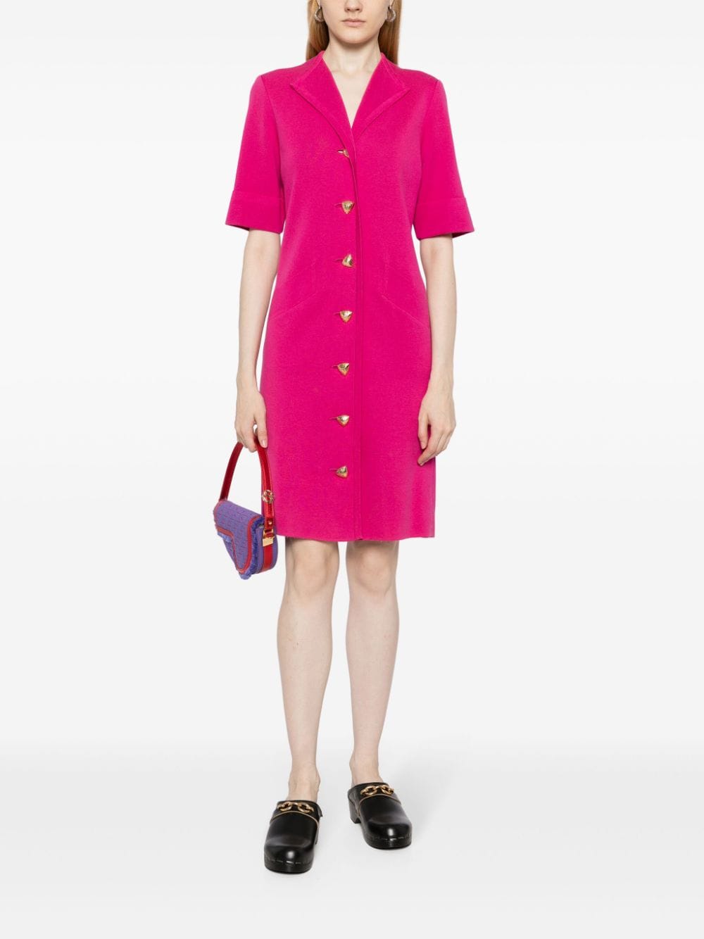 Pre-owned Saint Laurent Short-sleeve Midi Dress In Pink