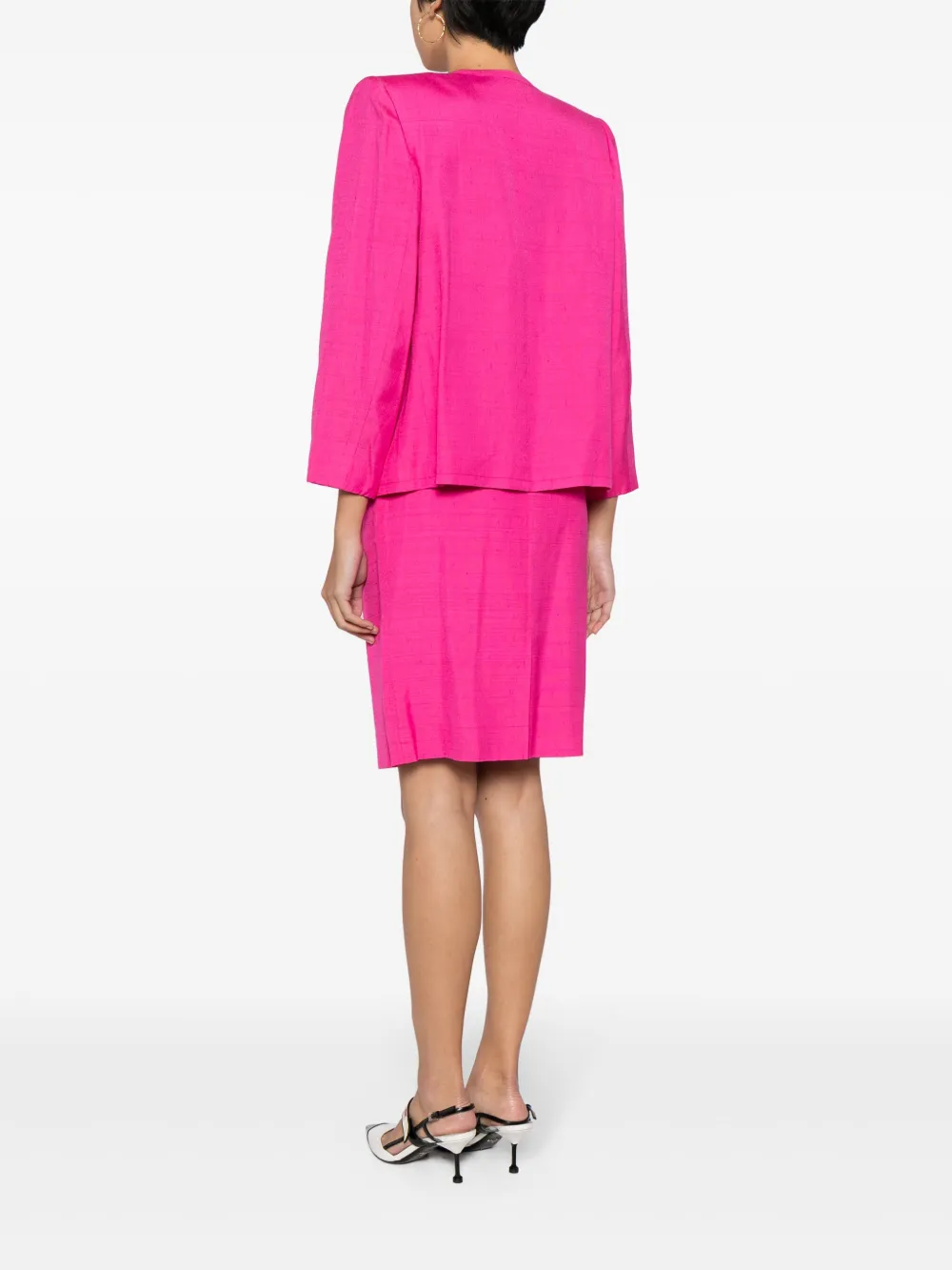 Pre-owned Saint Laurent Open-front Skirt Suit In Pink