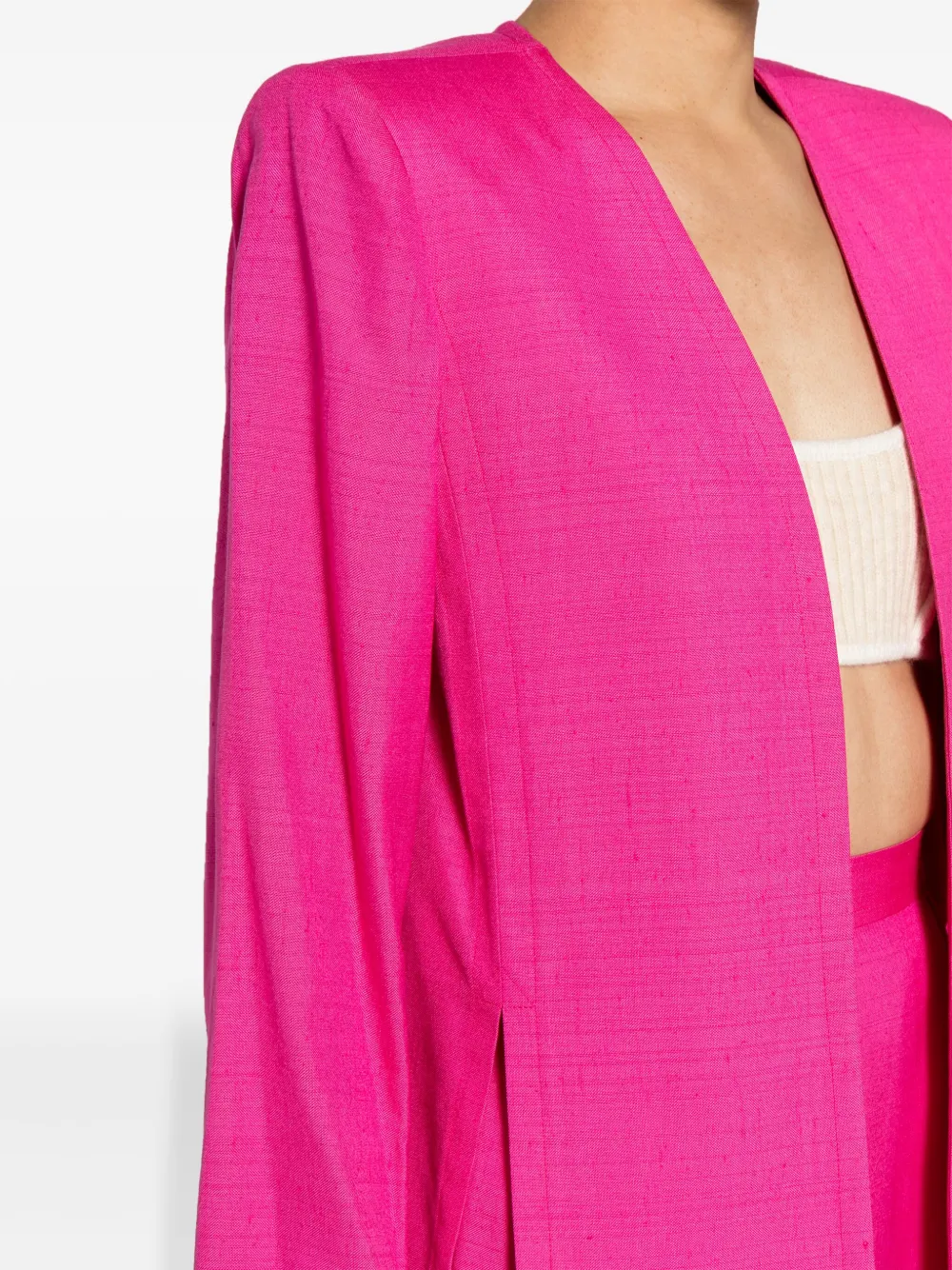 Pre-owned Saint Laurent Open-front Skirt Suit In Pink