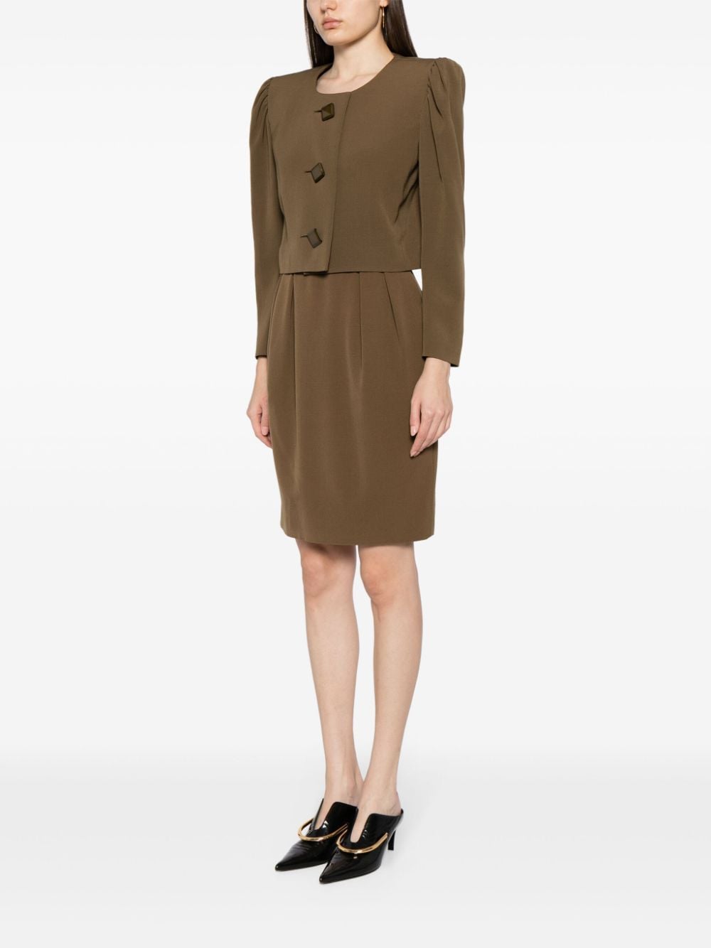 Pre-owned Saint Laurent Single-breasted Skirt Suit In Brown
