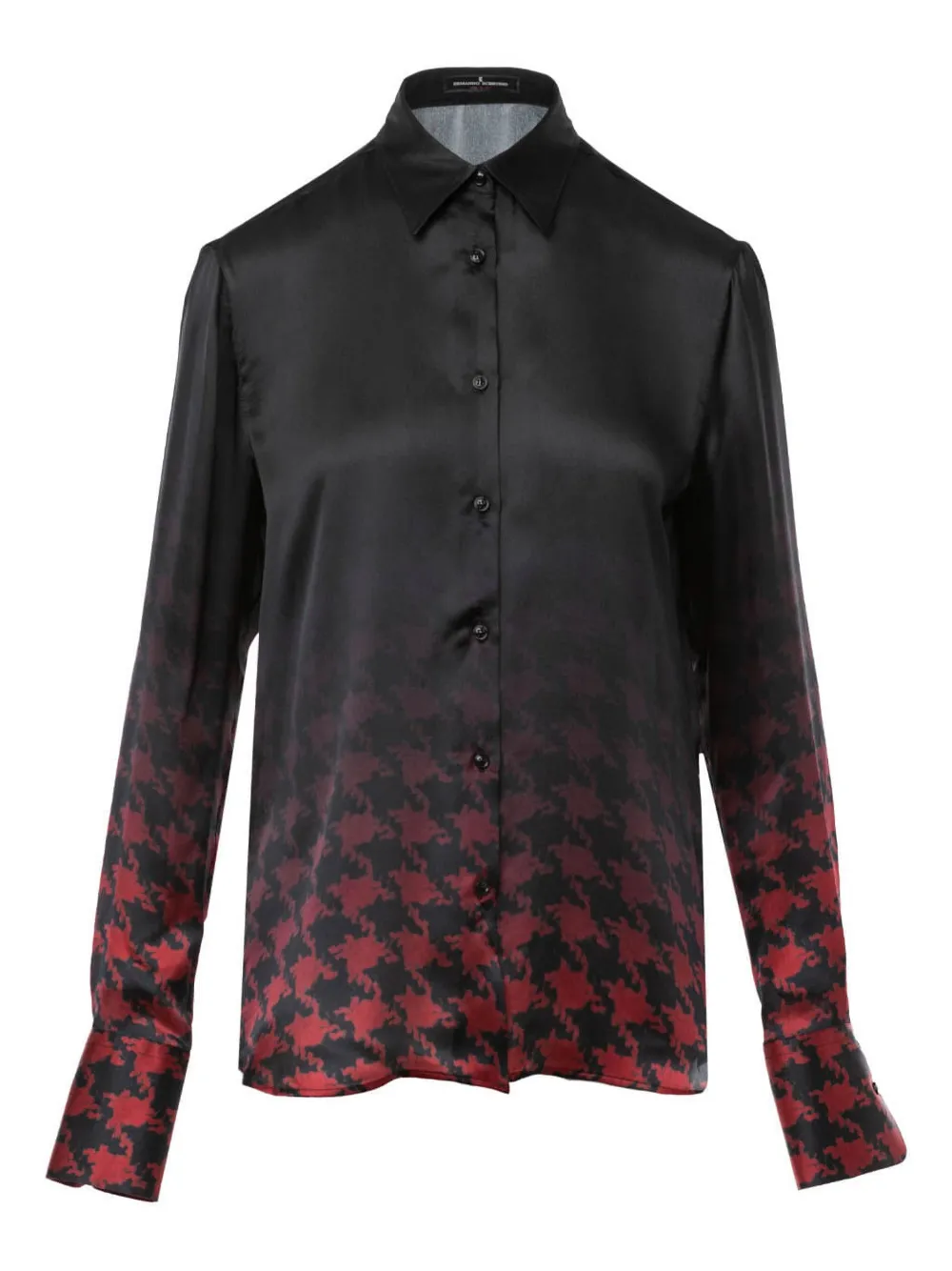Ermanno Scervino Zijden blouse met pied-de-poule print Zwart