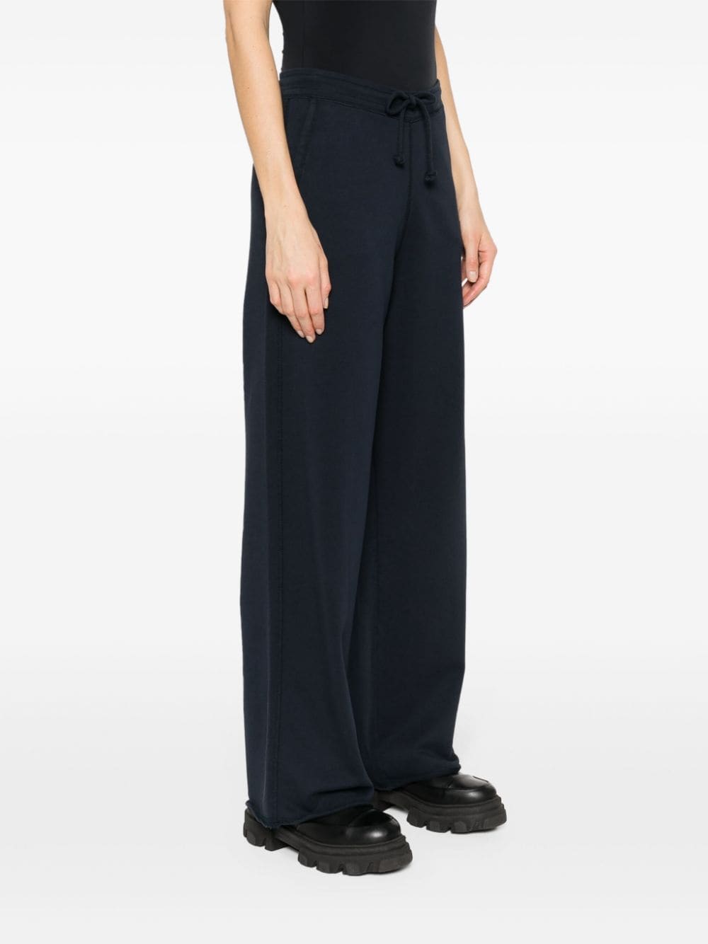 Shop Ganni Logo-embroidered Organic Cotton Track Pants In Blau