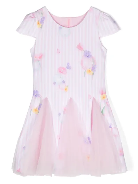 Lapin House floral-print panelled tulle dress