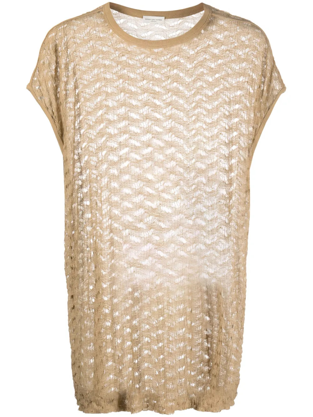 DRIES VAN NOTEN Gebreid T-shirt met veterdetail Beige