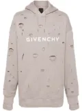 Givenchy logo-print ripped hoodie - Grey