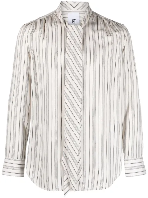 PT Torino striped self-tie shirt