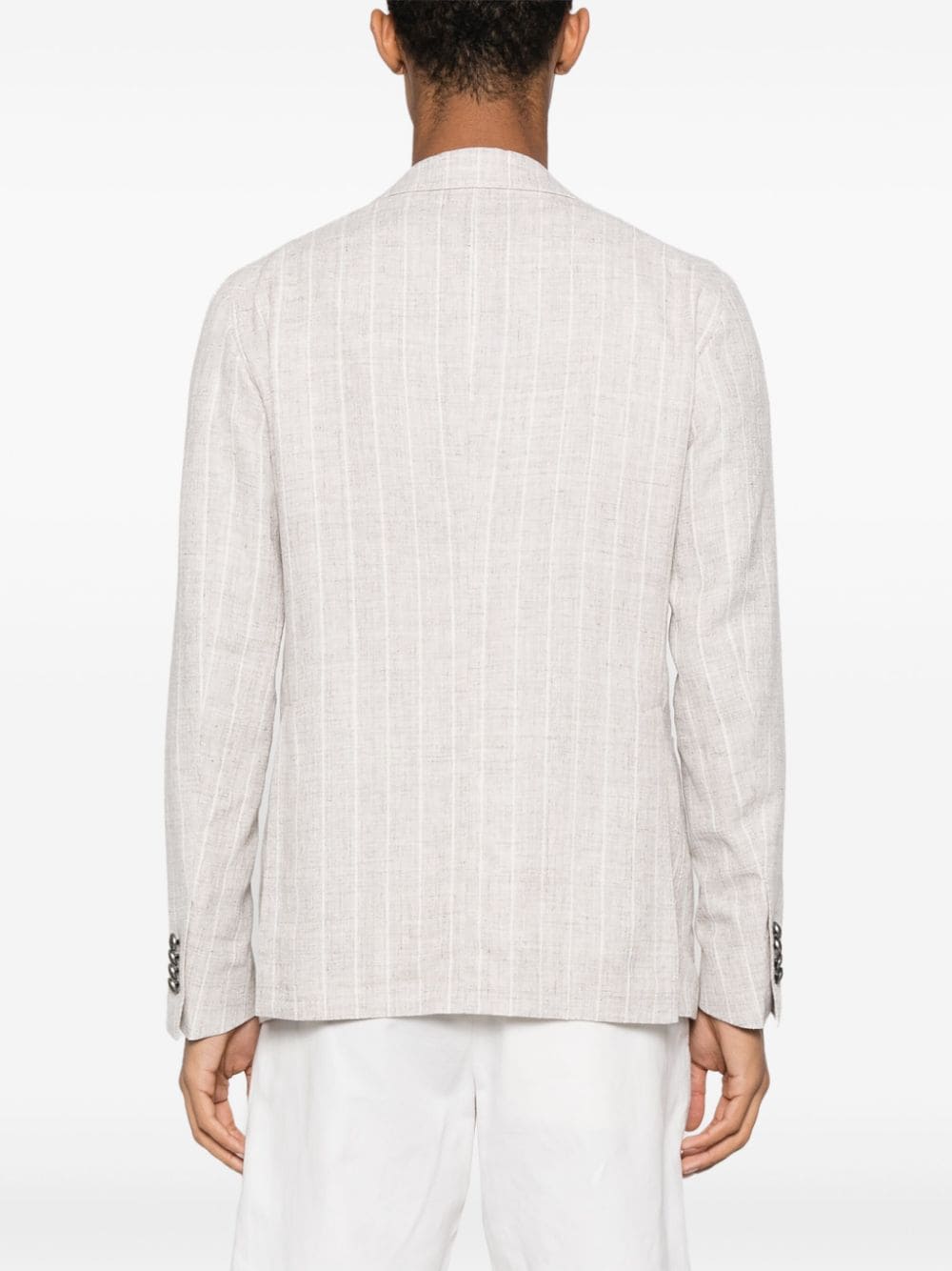 Shop Tagliatore Linen-blend Double-breasted Blazer In Neutrals