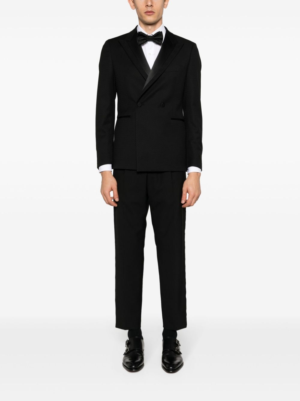 Tagliatore silk-lapel virgin-wool blazer - Zwart