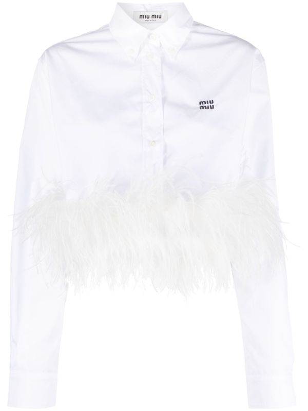 Miu miu discount cropped poplin shirt