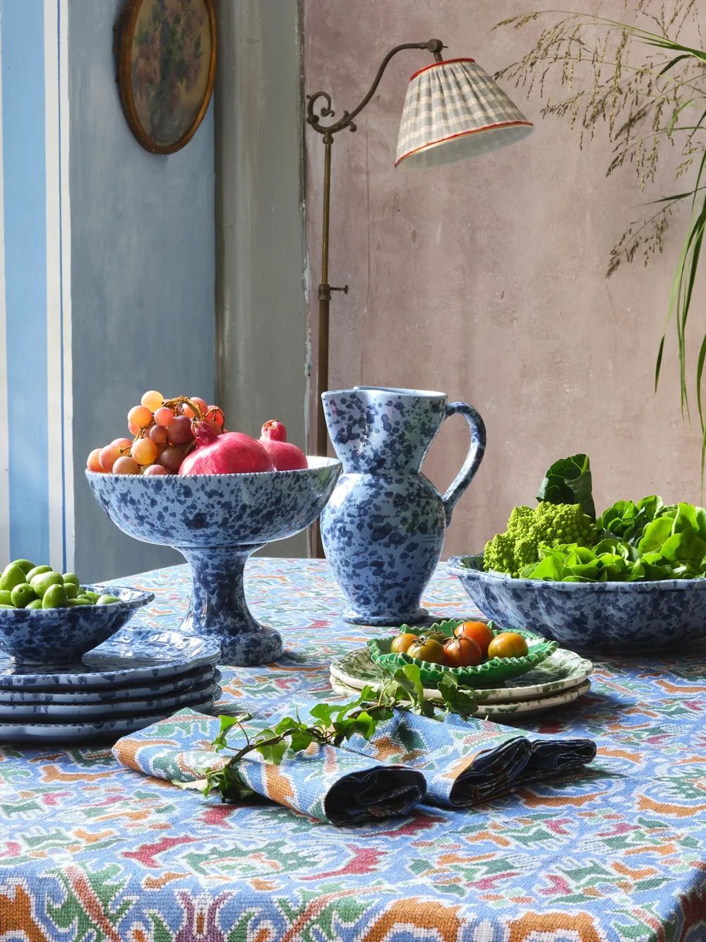 Cabana Speckled Ceramic Pitcher (26.5cm X 15cm) In Blue