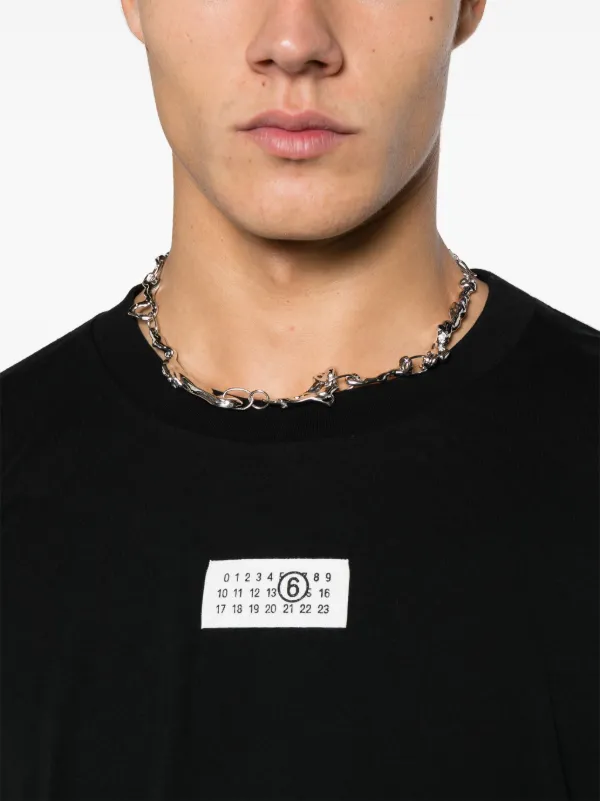MM6 Maison Margiela ナンバーモチーフ ロングTシャツ | ブラック | FARFETCH JP