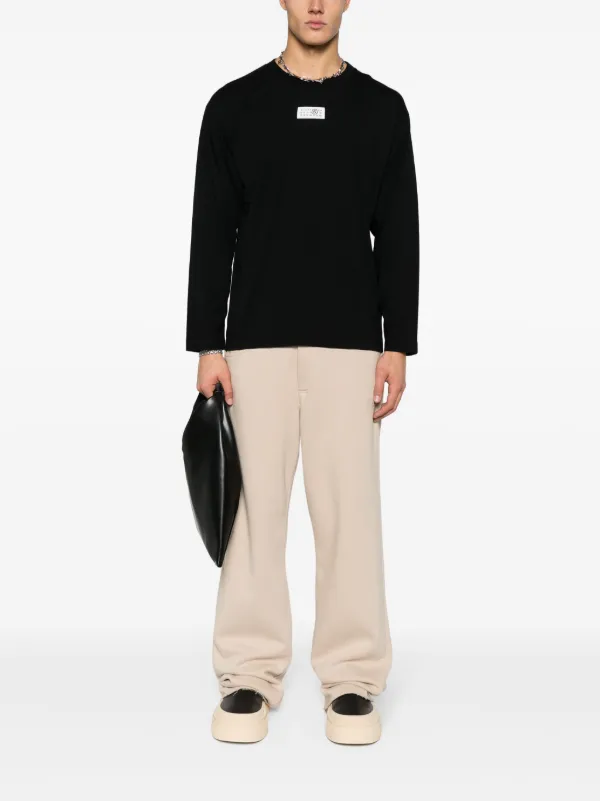 MM6 Maison Margiela Numbers motif-patch long-sleeve T-shirt | Black |  FARFETCH