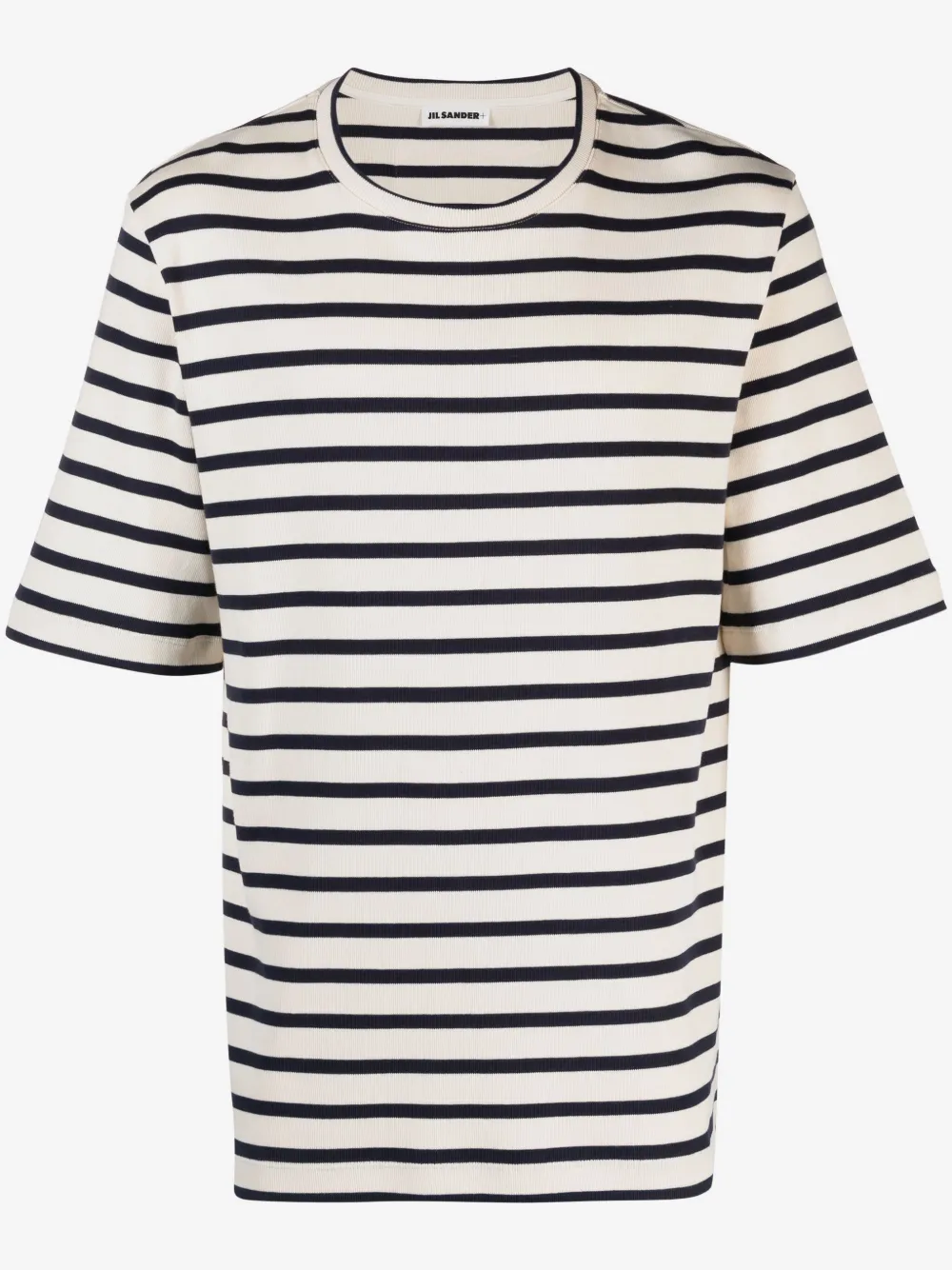 Jil Sander striped ribbed cotton T-shirt | Neutrals | Image 1