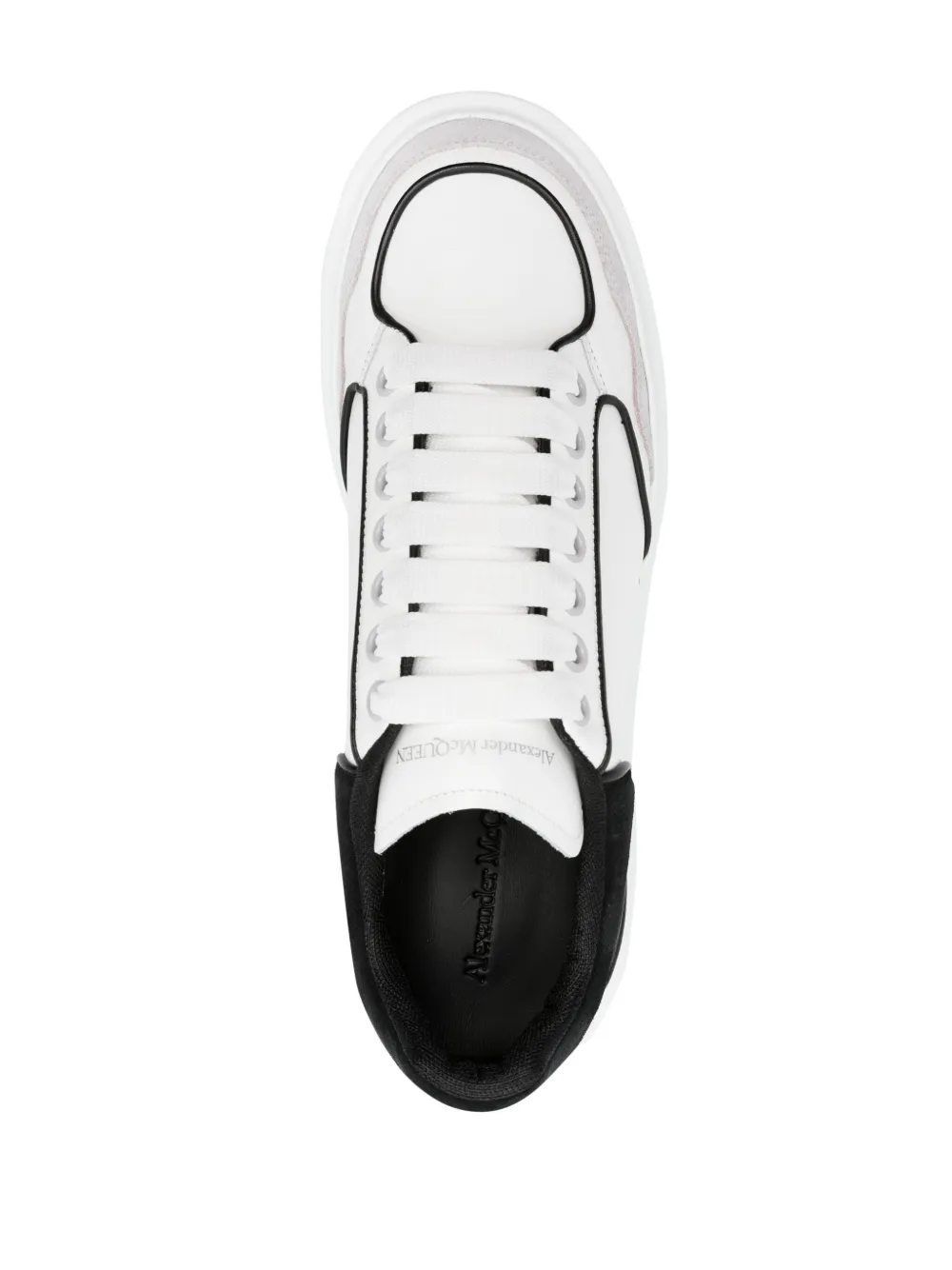 Shop Alexander Mcqueen Larry Panelled Leather Sneakers In Weiss