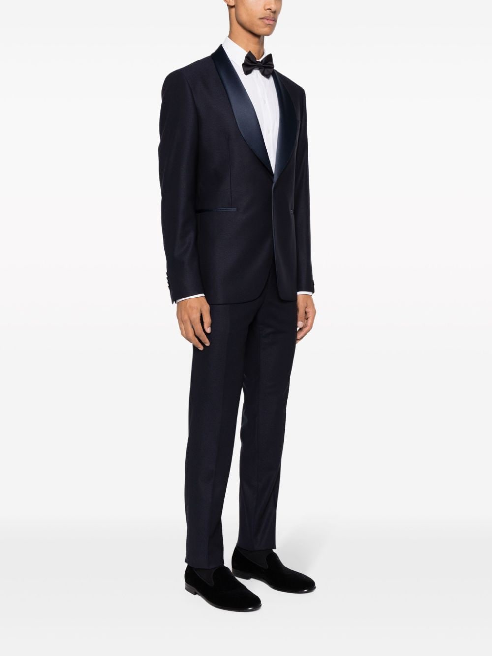 Shop Tagliatore Shawl-lapels Single-breasted Dinner Suit In Blue