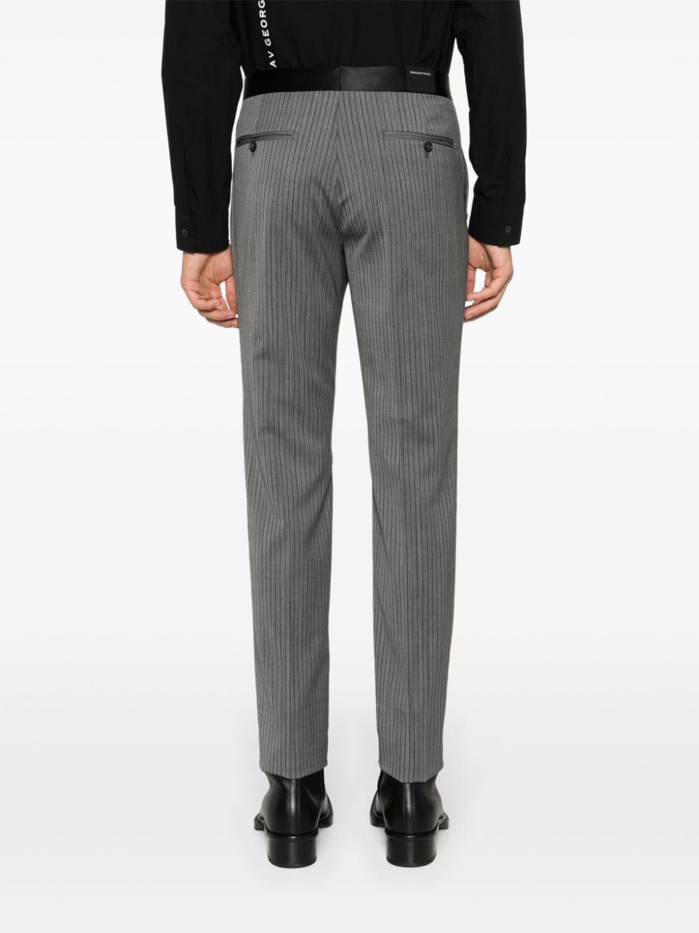 Shop Tagliatore Pinstriped Tailored Trousers In Grey