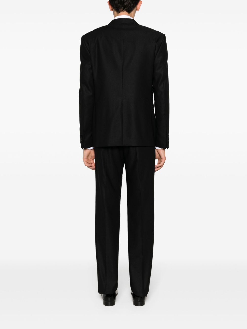 Shop Tagliatore Peak-lapels Double-breasted Suit In Black